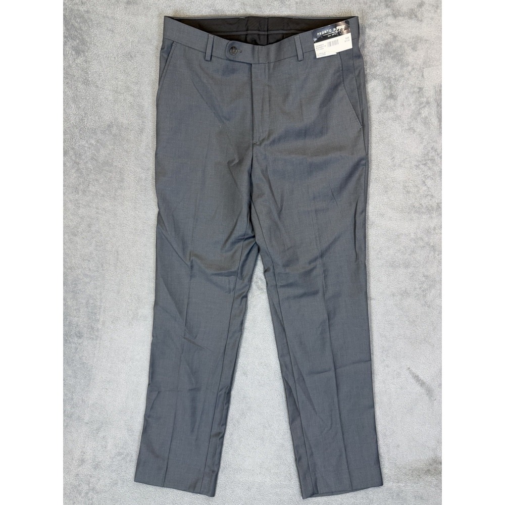 New Pronto Uomo Pants Mens 32x32 Gray Slim Fit Straight Leg‎ Polyester